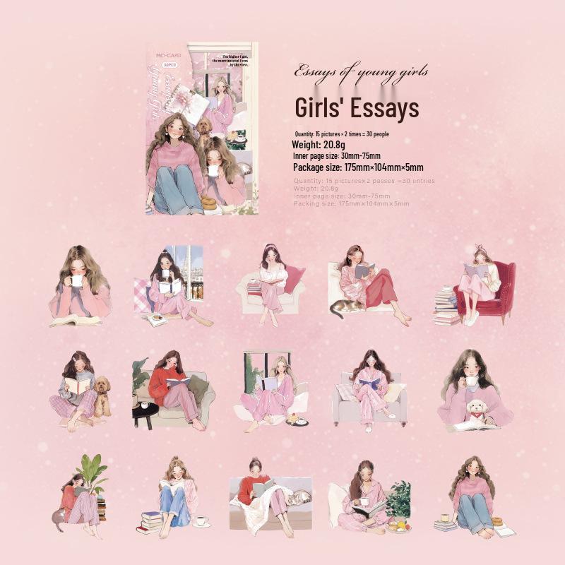 Jilv Momo PET White Ink Stickers: Elegant Retro Reading Series for DIY Journal Decoration