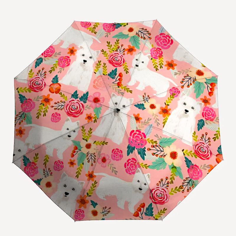 1pc Floral Dogs Pattern Auto-Fold Umbrella with One-Touch Open/Close - 8 Reinforced Ribs for Windproof Stability,  yy251118214