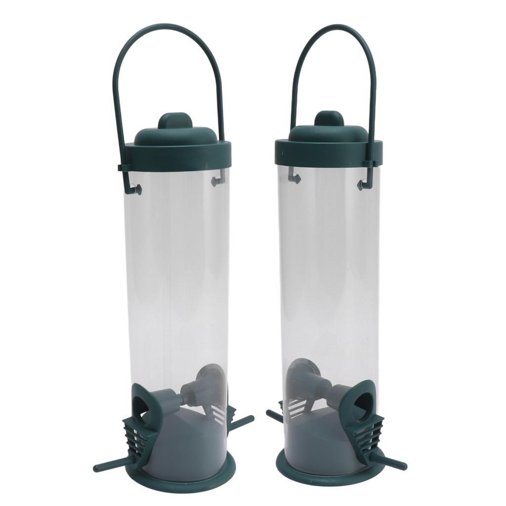 2 Set Bird Tube Feeder Plastic Transparent Hanging Finch Feeder Garden Decoration with 2 Vents 2
