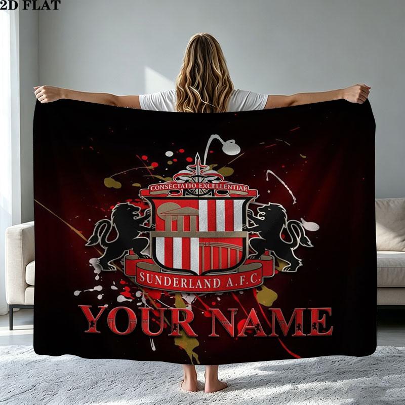 1PC Sunderland A.F Custom Name Patterned Flannel Blanket Suitable For All Seasons for Home Decor Warmth and Comfort Gifts Holiday Present