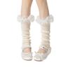 Cotton Knee High Ruffle Socks Candy Color Open Toe Socks All Match Sweet Leg Warmer  Summer