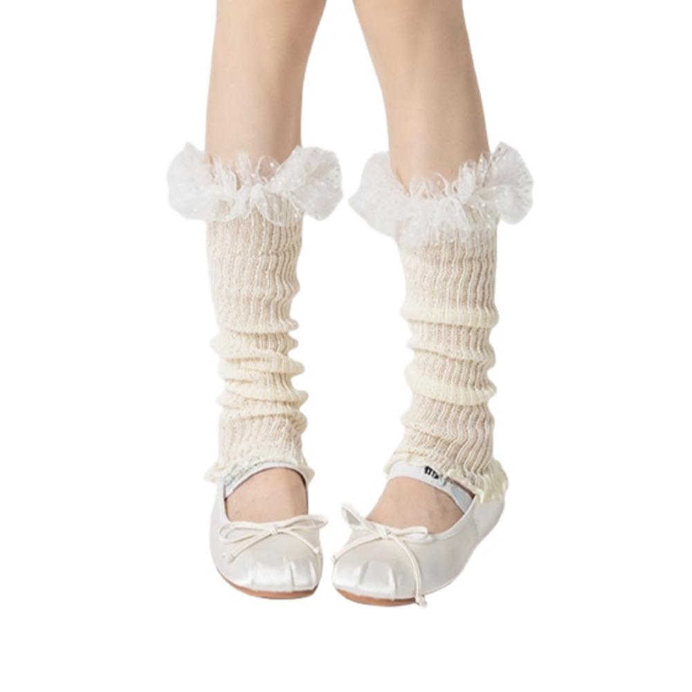 Cotton Knee High Ruffle Socks Candy Color Open Toe Socks All Match Sweet Leg Warmer  Summer