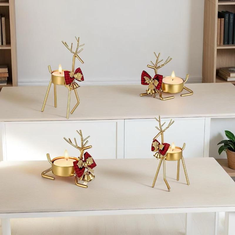 Exquisite Candlestick Decoration Christmas Reindeer Candlestick Durable Iron Candlestick Christmas Halloween Home Decoration