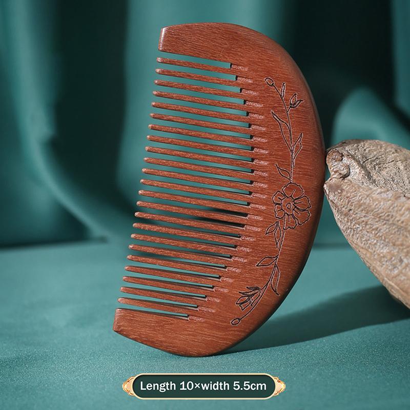 Peach Wood Sandalwood Comb Electrostatic Wooden Head Massage Comb For Curly Straight Hair Anti-static Hairdressing Tool