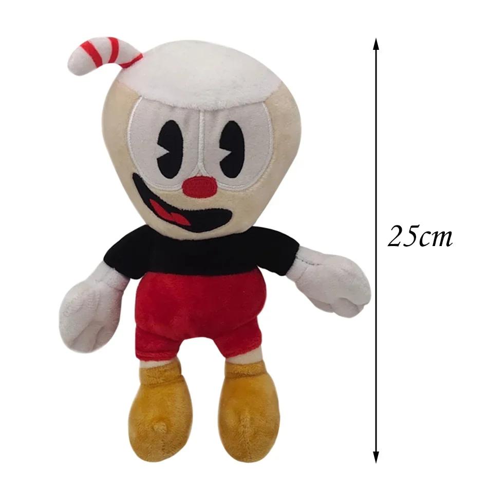 25cm Game Cuphead Plush Toy Mugman Soft Plushie Toy Anime Cartoon Stuffed Dolls Toys for Children Kids Birthday Christmas Gifts