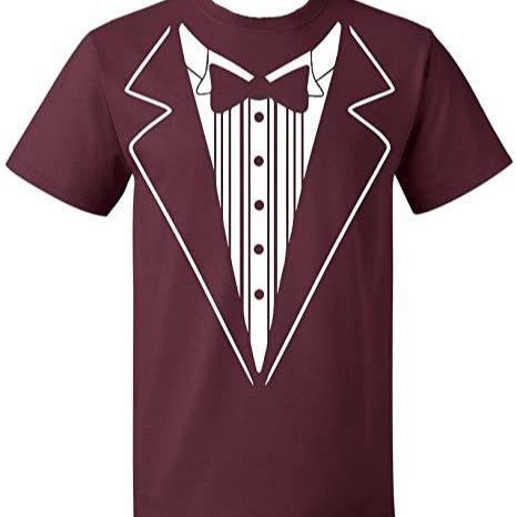 Men Funny Gentleman Fake Tuxedo Print Short Sleeve T Shirt