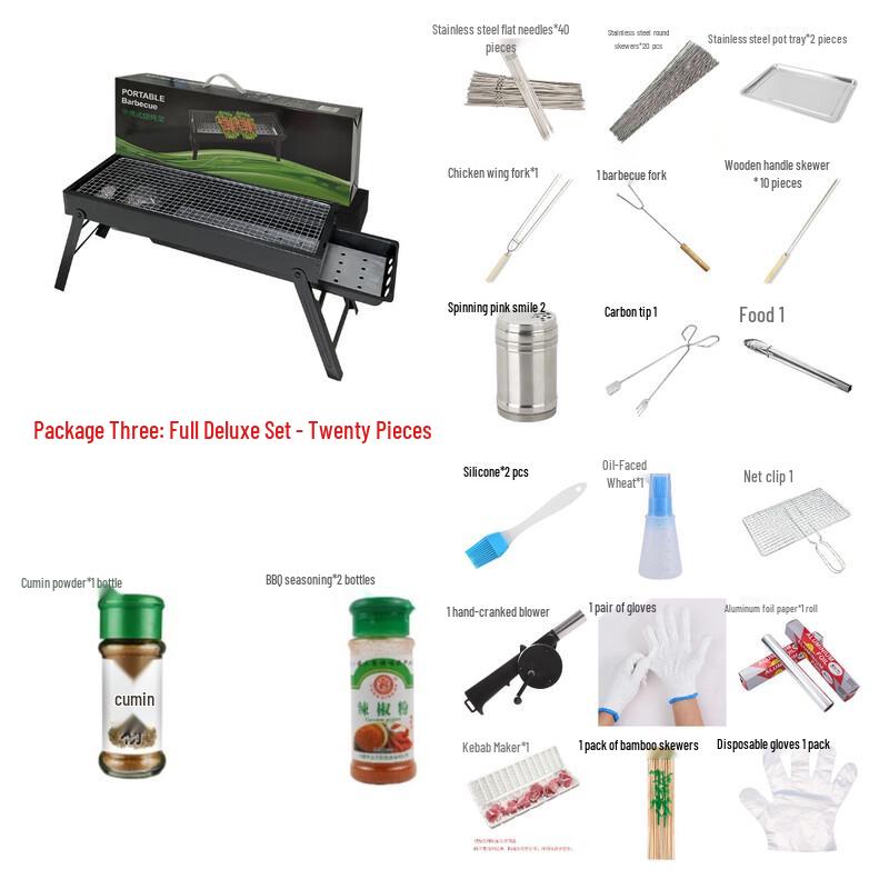 Outdoor Charcoal BBQ Grill Set