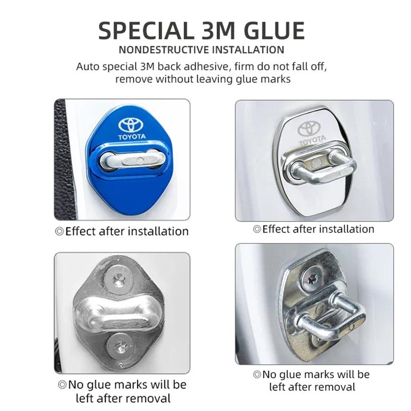 WTRK1 4pcs Car Stickers Car Door Lock Cover Auto Emblems Case For Toyota TRD Camry Corolla Rav4 Yaris Prius