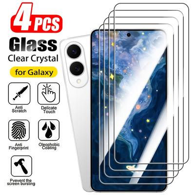 4 Stück Gehärtetes Glas Für Samsung Galaxy S25 S24 Ultra S23 S22 S21 Plus S20 FE Vollabdeckung Displayschutz für Galaxy A35 A36 A37 A54 A55 A56 A57 A17 5G