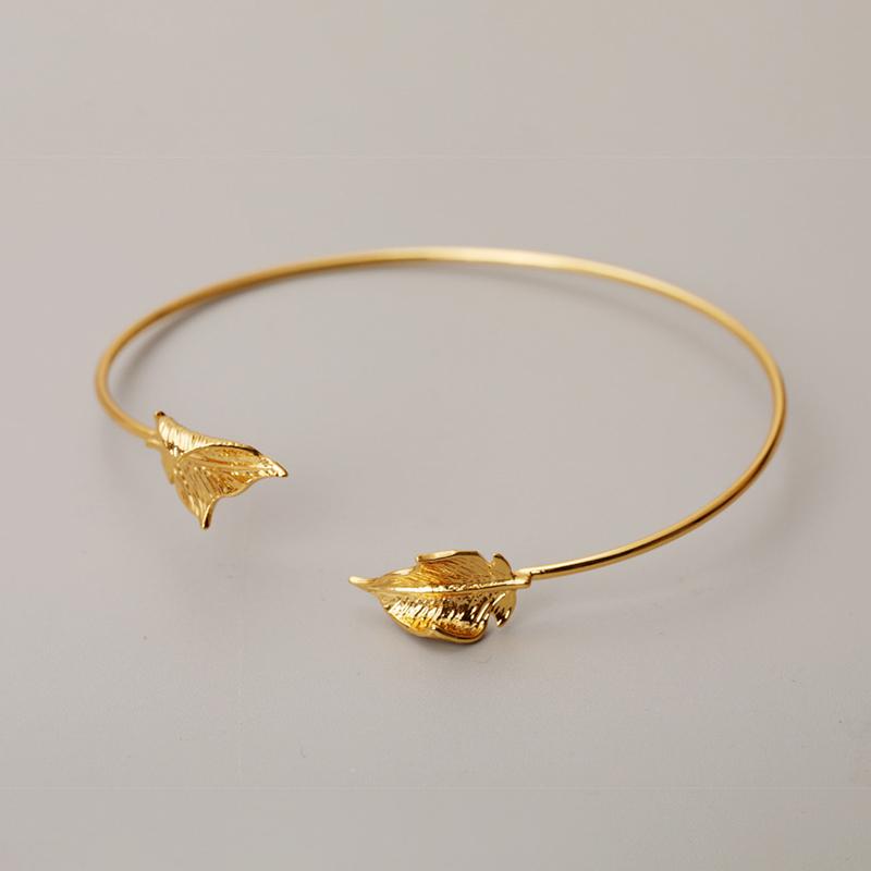 

ANENJERY Золотой лист Открытый браслет для женщин и мужчин Простой модный крутой художественный индивидуальный ювелирный подарок Ежедневная оптовая продажа золотой