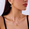 Bohemian Metal Starfish Drop Earrings Necklace Set For Women Exquisite Imitation Pearl Chain Choker Summer Beach Party Jewelry