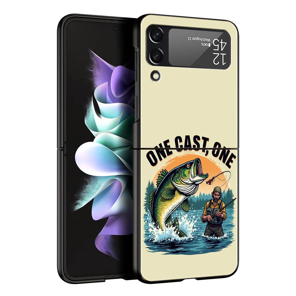 Hunting Fishing Man Hard PC Phone Case For Samsung Galaxy Z Flip 7 6 5 4 Black Cover For Galaxy Z Flip 3 Foldable Fundas Shell