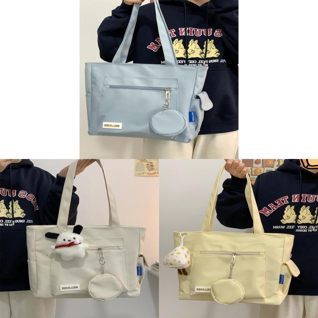 Borsa a Tote in Nylon da Donna con Grande Capacità e Chiusura a Zip per Uso Quotidiano