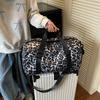 Large Capacity Leopard Print Travel Duffel Bag with Multiple Compartments, Shoe Compartment, Durable Nylon Casual Sports Gym Bag for Women