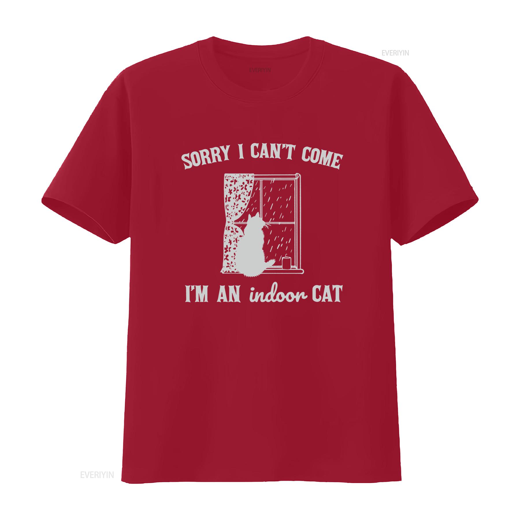 

Vintage Funny Sarcastic Indoor Cat T Shirt Sorry I Cant Come Retro 90s Gag Meme vintage Washed Top For Everyday Wear S