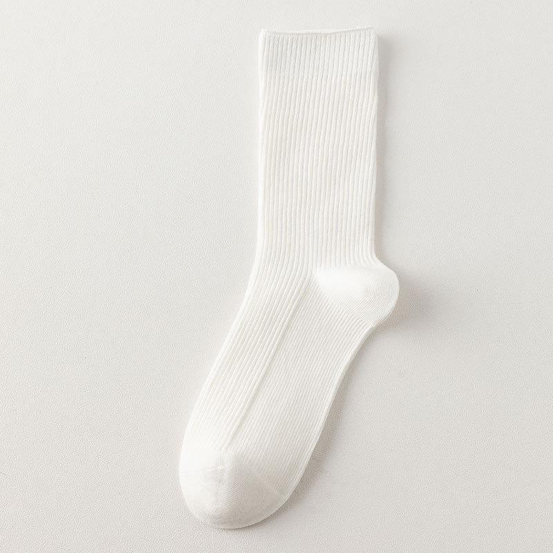 Ladies Spring and Autumn with Pure Color Simple Boneless Long Pile Pile Cotton Socks