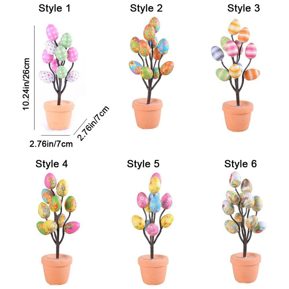 Simulated Eggs Tree Branch Colorful Egg Tree Flowerpot Easter Egg Bonsai  Easter Decoration
