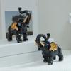 Elephant Ornament Black Golden Animal Design Resin Figurine Symbolizing Good Luck Strength Wisdom Elephant Sculpture