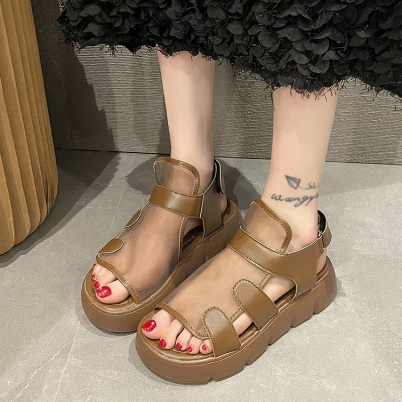 Summer New Fish Mouth Thick Bottom Women's Shoes Breathable Mesh Sandals Retro Beach Women's Sandals Multi Style Plus Size 35-41