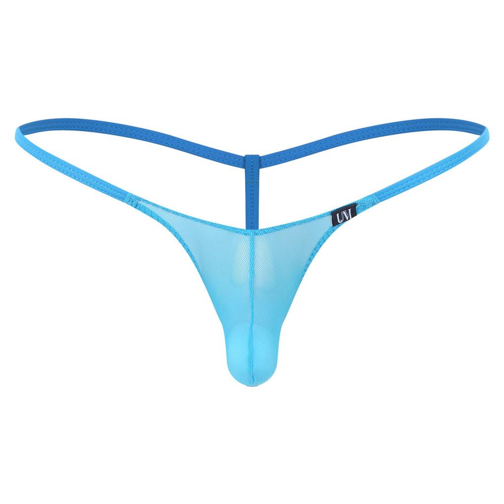 Pánské spodní prádlo tanga s průhlednou síťovinou Sexy průhledné pánské bikiny kalhotky s nízkým vzestupem