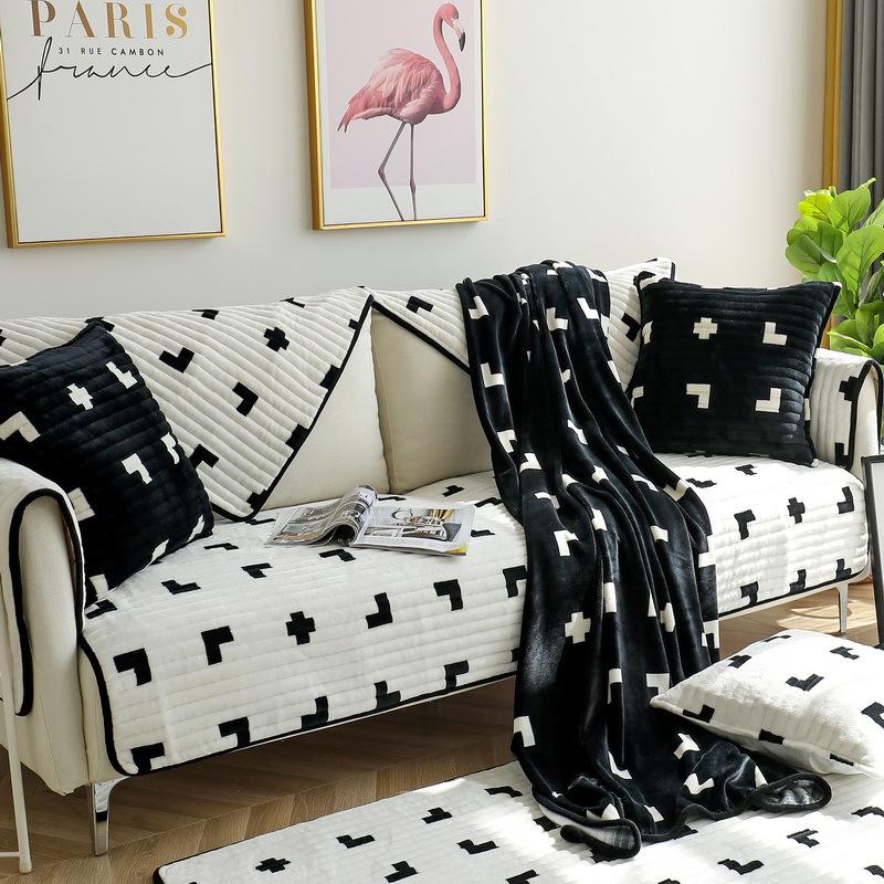 Stroking Cats Winter Plush Sofa Cushion Non-Slip Fabric Four Seasons Universal Leather Winter Full Cover Sofa Cover Towel