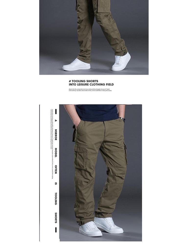 Men's Casual Workwear Pants - Wear-Resistant, Loose-Fit, Straight-Leg with Multi-Pockets for Spring and Autumn