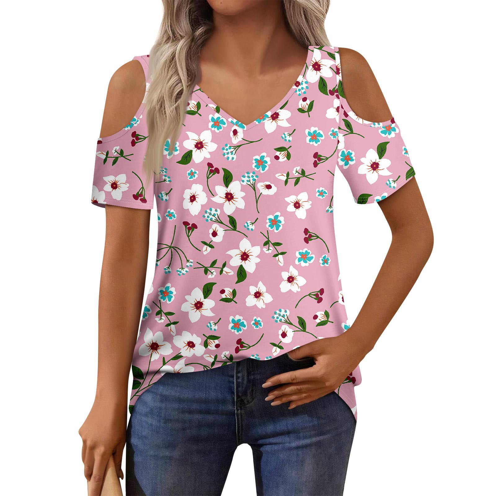 

Женская футболка, элегантная повседневная рубашка с принтом, короткий рукав, летний топ свободного кроя XXXL розовый