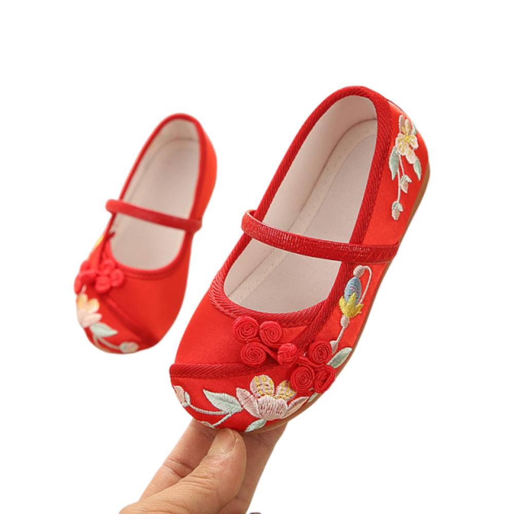 Chinese Style Children Hanfu Flat Shoes Wear Resistant Embroidered Cloth Shoes Kid Gift