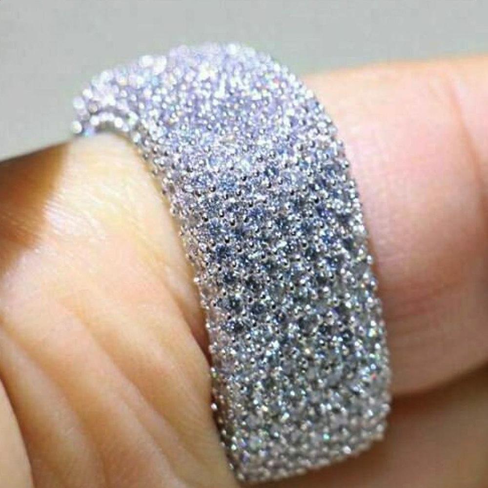 Cao Shi Korean Style Geometric Zircon Ring - High-End, Micro-Paved, Sparkling Diamond Fashion Jewelry
