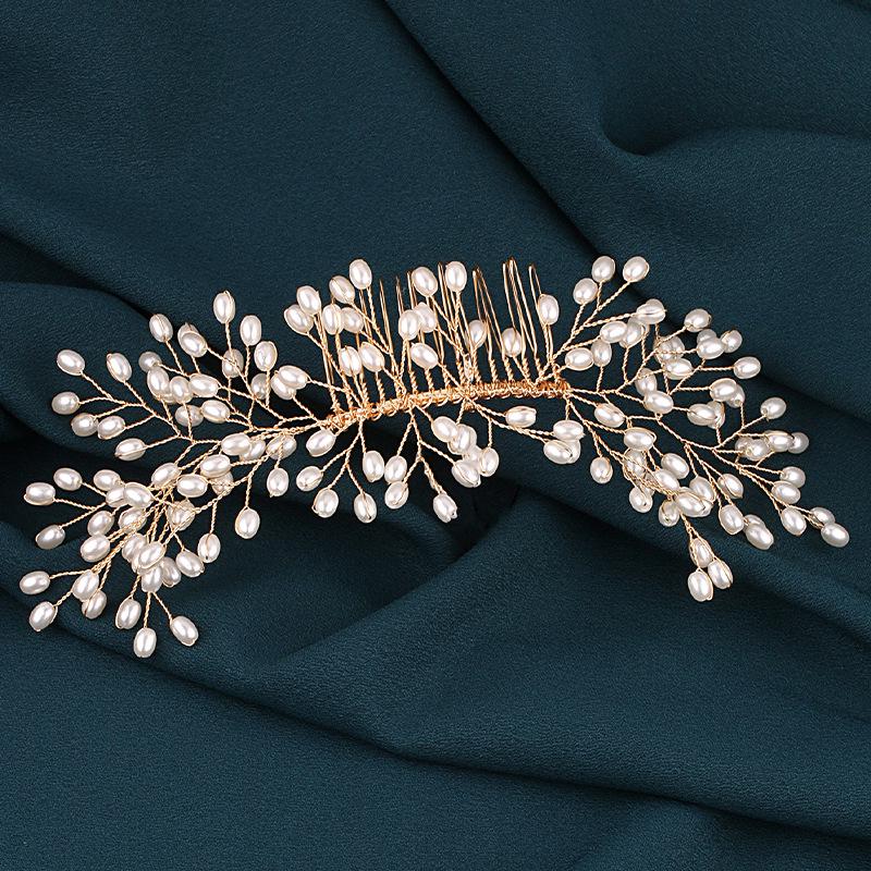 Handmade Pearl Bridal Hair Comb - White Wedding Headwear Ornaments