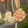 Handcrafted Adjustable Shell/Conch Necklace Natural Bead Accent Rope Tie Closure Lightweight Jewelry Gift