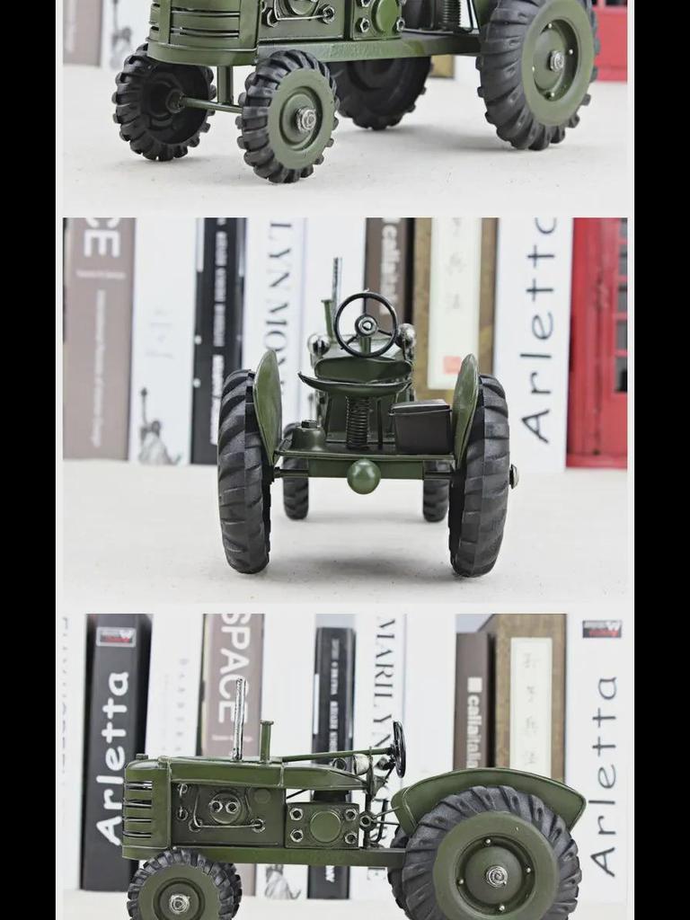 Handmade Vintage Red Iron Tractor Model Crafts