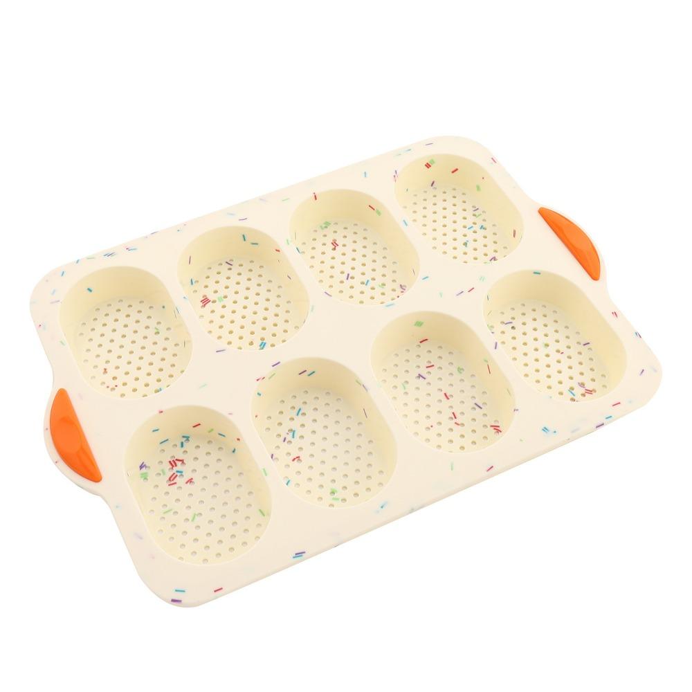 8 Grids Bread Baking Form Silicone Hamburger Bun Mold Silicone Baking Pan  Kitchen Bakeware