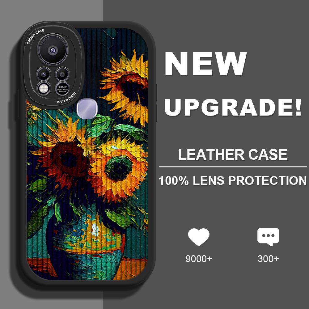 

Тонкая кожа с рисунком маслом Подсолнухи Мягкий силиконовый чехол из искусственной кожи для iPhone Samsung Huawei Honor Xiaomi Redmi OPPO Realme Vivo Vivo Y91C/Y1S чёрный