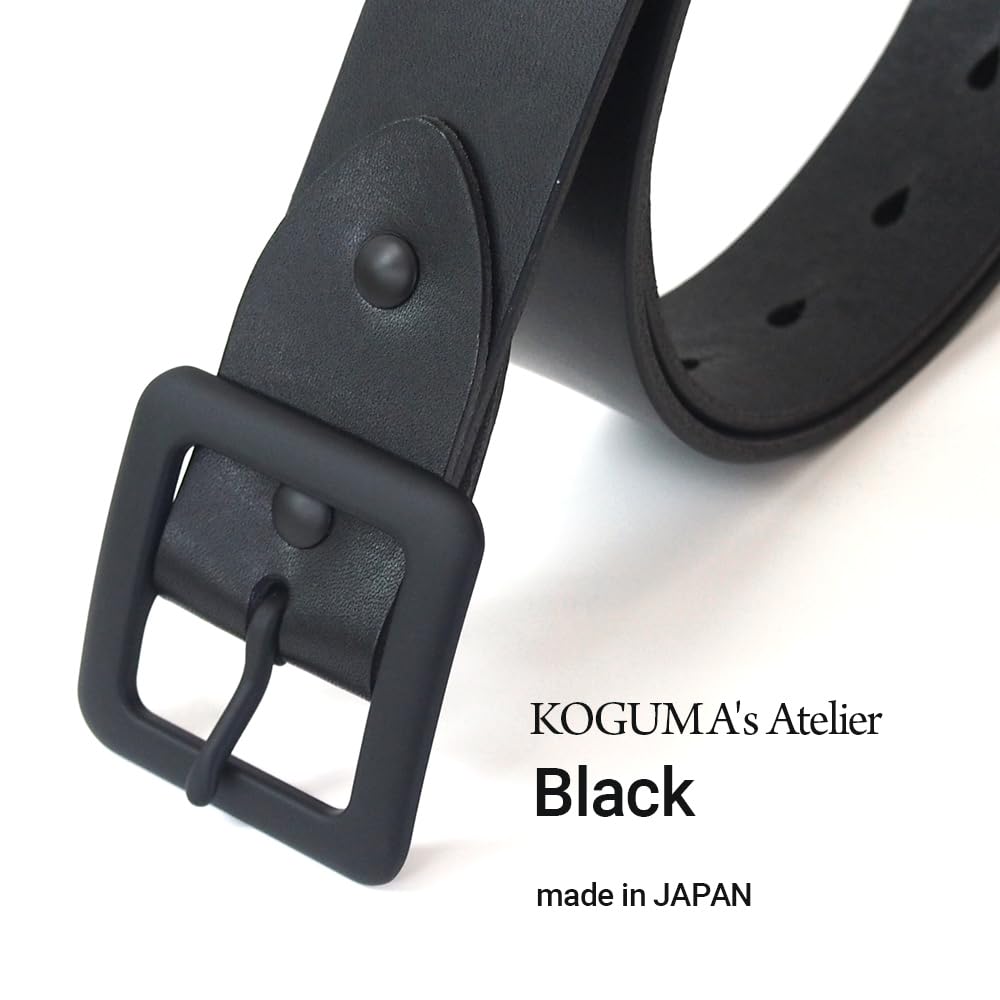 [KOGUMA BELT] Enjoy the black of this belt. Made in Japan from Tochigi leather. Natural black buckle. Men's and women's. Cowhide leather. Genuine