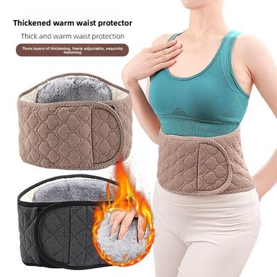 Cinturón Cálido Acolchado de Tres Capas Engrosado, Protector de Cintura y Vientre Cálido de Terciopelo, Protección Cálida para la Cintura con Hebilla de Velcro para Otoño e Invierno