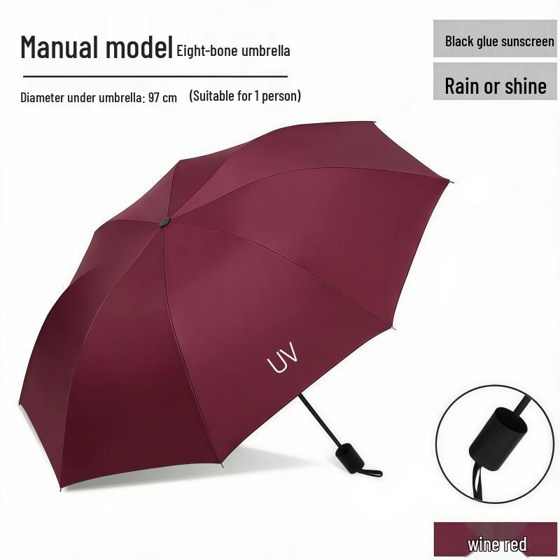Fully Automatic Dual-Use Folding Umbrella with Logo - Sun & UV Protection, Black Glue Sunshade for Sunny/Rainy Days.