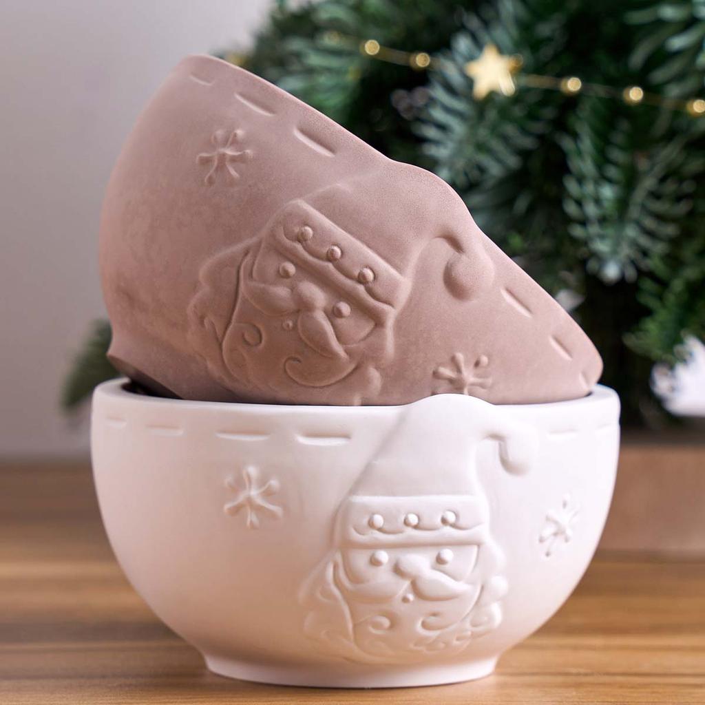 Relief Weihnachtsmann Kerzenschale Silikonform DIY Weihnachts Schmuck Aufbewahrungsbox Tonformen Gips Harz Blumentopf Basteln Herstellen