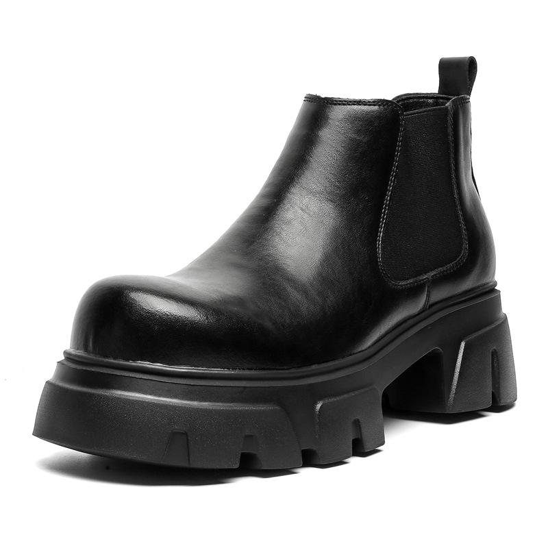 Pánská móda ve stylu Anglie punk rockové chelsea boty designová obuv kovbojské boty z pravé kůže cool platforma kotníkové boty