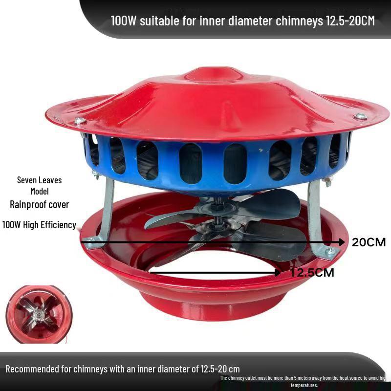 High-Power Chimney & Fireplace Draft Fan - Anti-Backdraft Ventilation & Smoke Extractor