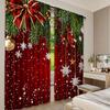 2Pcs Christmas Curtains Classical Pine Tree Snowflakes Red Green Xmas Room Suitable For Living Room Bedroom Kitchen And Bathroom