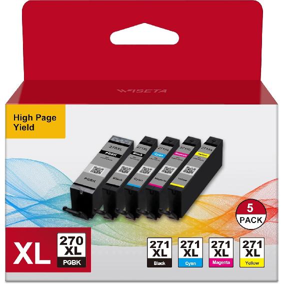 PGI-270XL CLI-271XL Ink Cartridges Replacement for Canon 270 271 Ink Cartridge 5 Color to use with MG6820 MG6821 MG6822 MG5720 MG5721 MG5722 TS5020