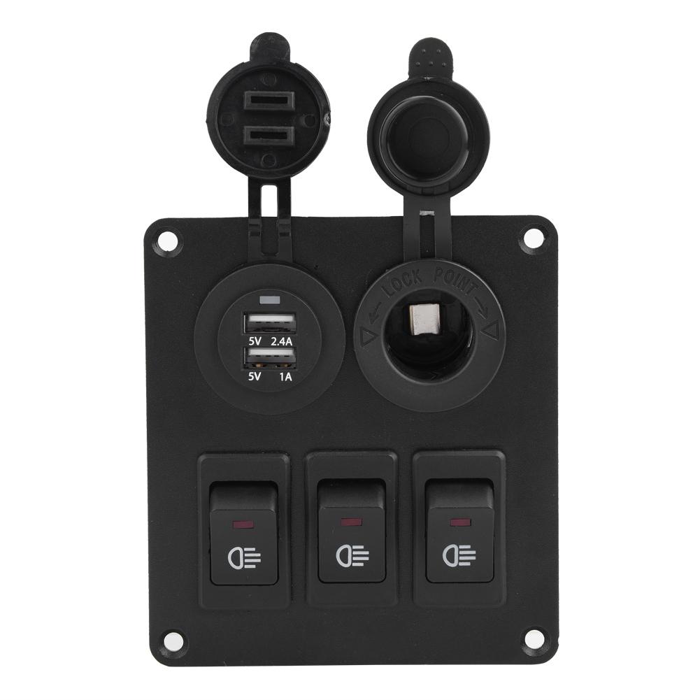 Car Marine 3+2combination LED Single Rocker Green Light Switch+Car Charger  Cigar Lighter Red