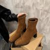 Fashion Autumn Winter Square Toe Slim Women Ankle Boots Street Style Party Short Plush Shoes High Heel Short Botas Mujer