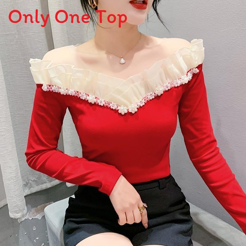 Fabric Long Sleeve Off Shoulder Top For Elegant Office Wear