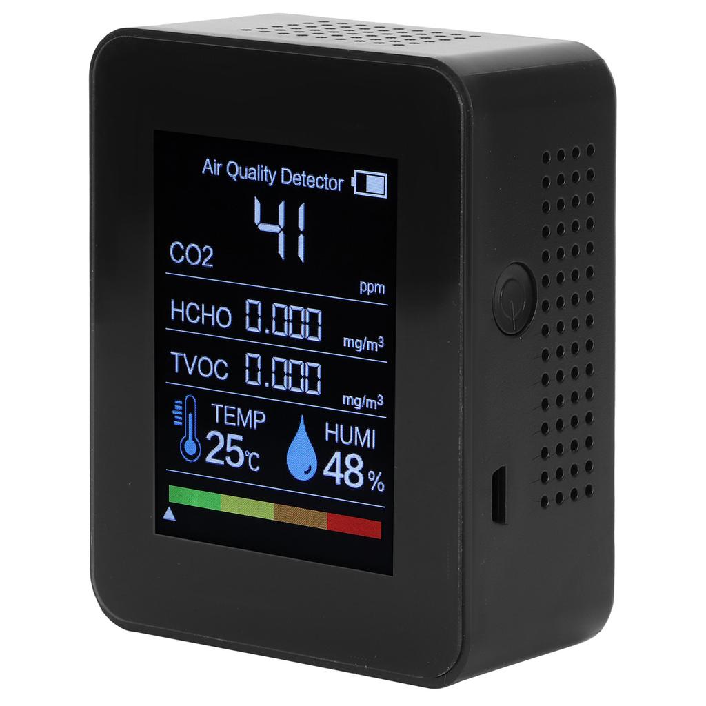 Carbon Dioxide CO2 HCHO Detector Portable Air Quality Monitor Temperature Humidity TesterBlack
