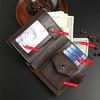 Carteiras Masculinas de Couro de Qualidade 3 Dobras Clipe para Dinheiro Masculino Negócios Casual Curta Dobrável Tripla Bloqueio RFID Porta Cartões Estojo de Viagem para Passaporte Carteira