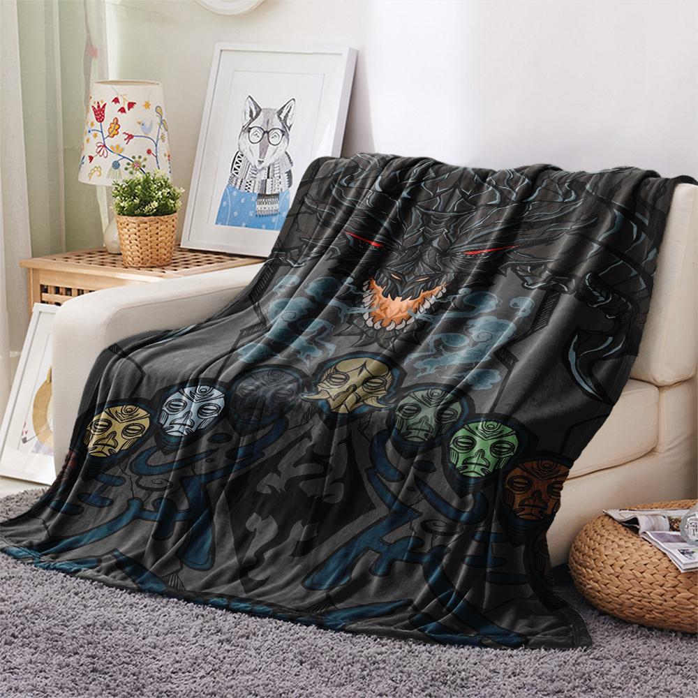 1PC Skyrim Print Flannel Blanket, High quality Comfortable for All Seasons, Home Decor, Warmth and Comfort, Perfect for Christmas Gifts166