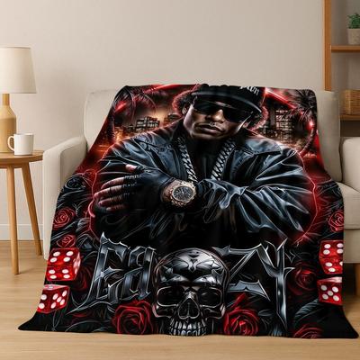 3D Top Rapper Legende Star Kunst Cartoon Hip Hop Flanelldecke, Gemütliche Weiche Überwurfdecke für Zuhause Schlafzimmer Bett Sofa Abdeckung Geschenk