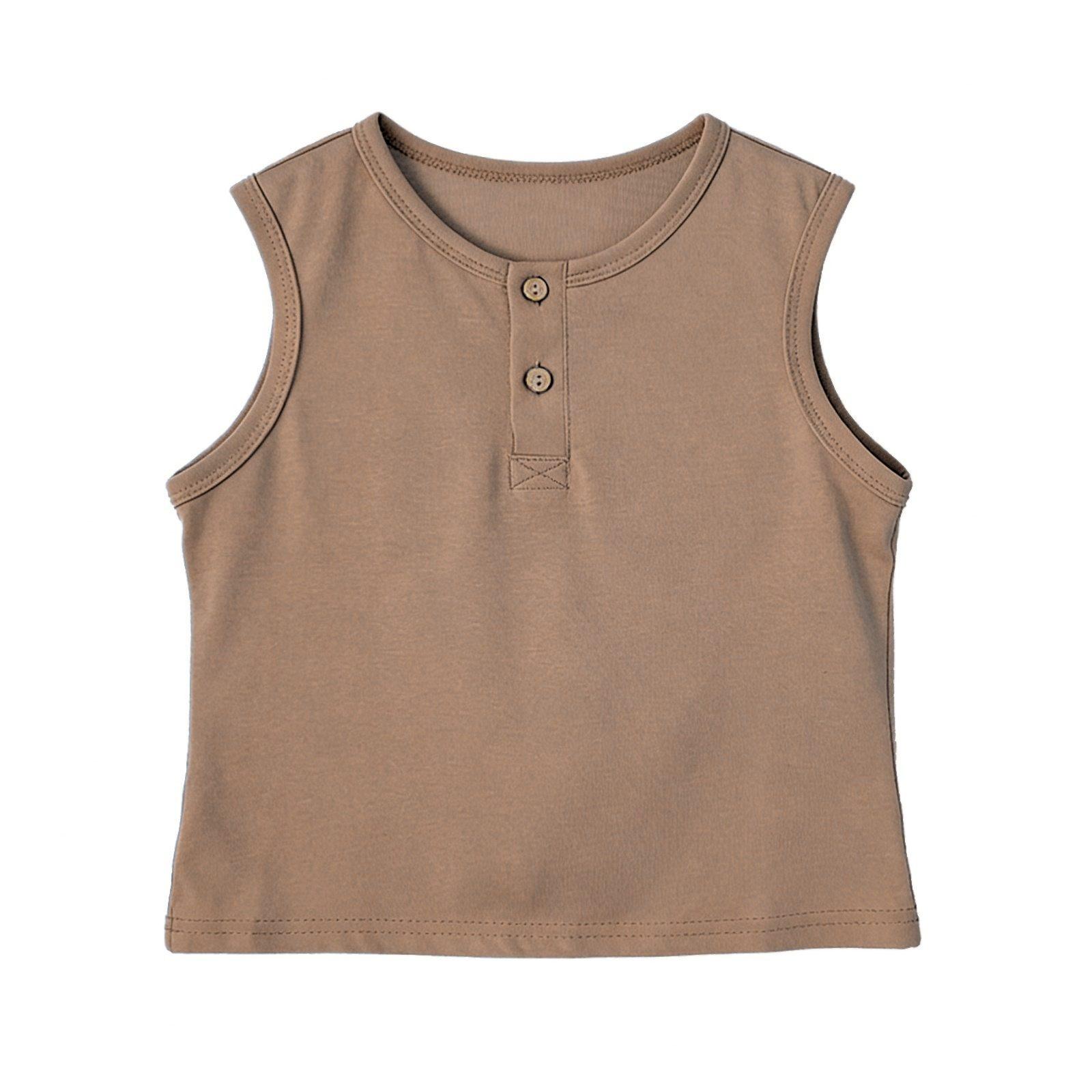 Children s Casual Striped Printed Sleeveless Vest Round Neck Fashionable Sleeveless Camisole Top 120 кофейный